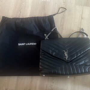 Saint Laurent Black Chevron Shoulder Bag